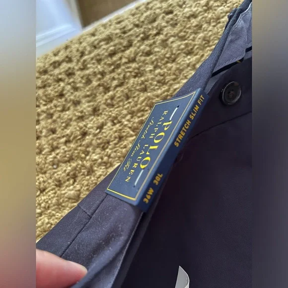 Polo Ralph Lauren 36 x 30 Navy Blue Stretch Slim Fit Chino Pants NWT! - Picture 2 of 5